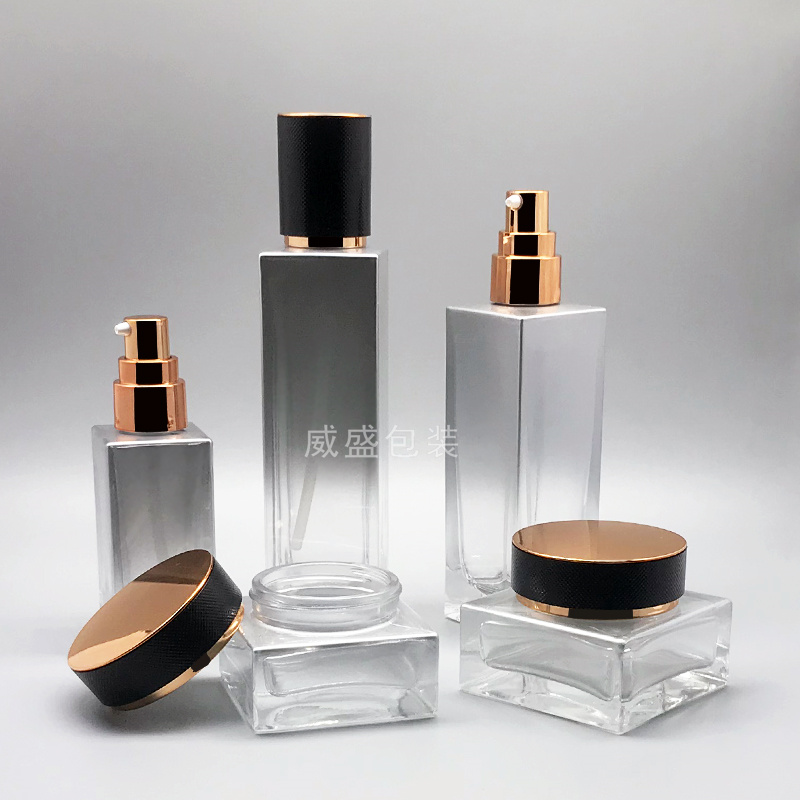 方形瓶子化妆品包装瓶子定制 墨绿色四方瓶(图1)